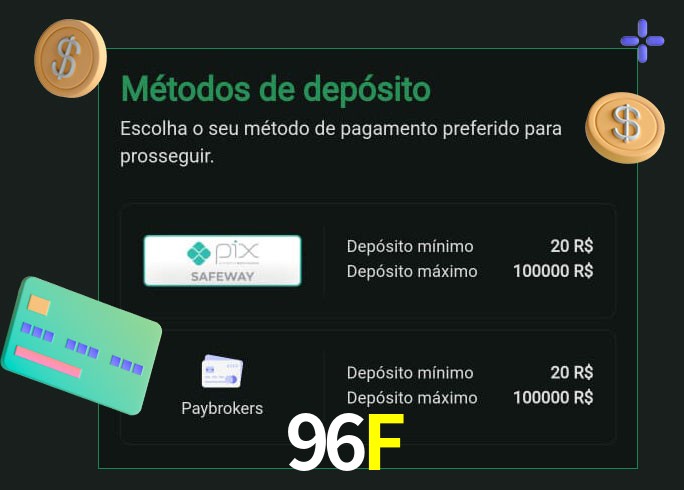 O cassino 96F oferece uma grande variedade de métodos de pagamento